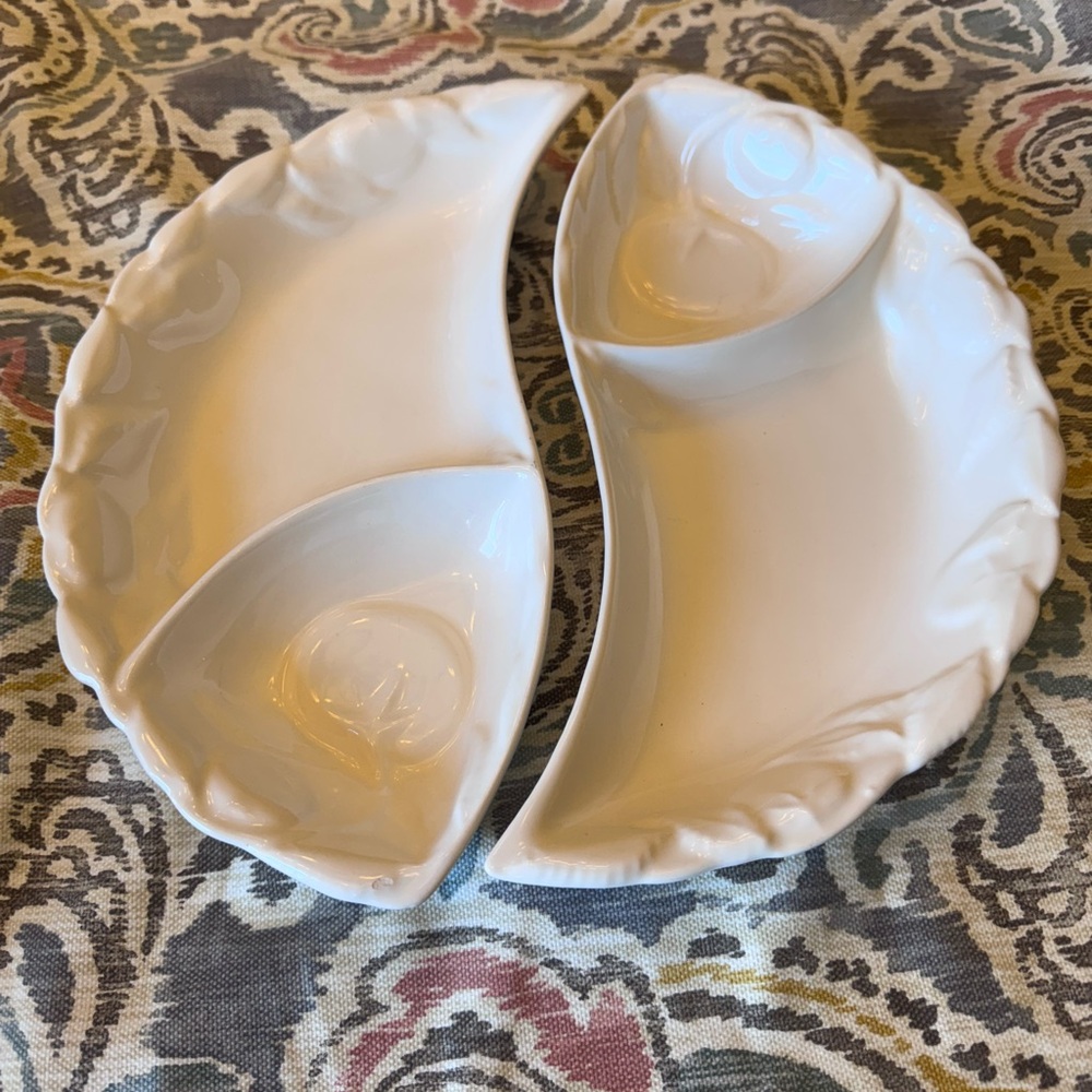 Elegant White Ceramic Yin Yang Serving Dish